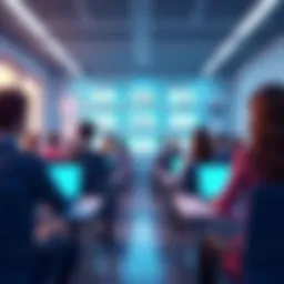 A virtual classroom setting showcasing diverse online learning platforms.