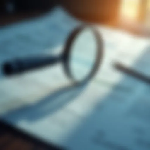 A magnifying glass over financial documents