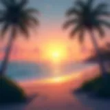 Serene beach view at sunset